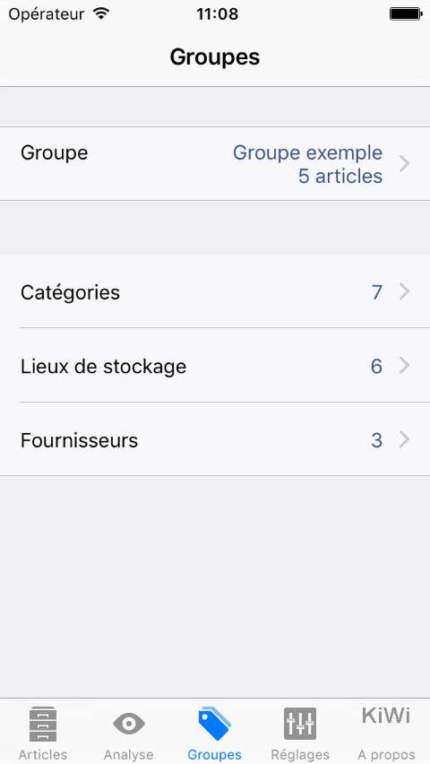 gestion de groupes d'articles