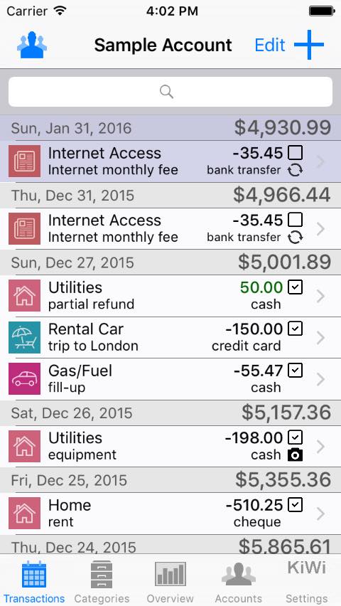 Easy Transaction input